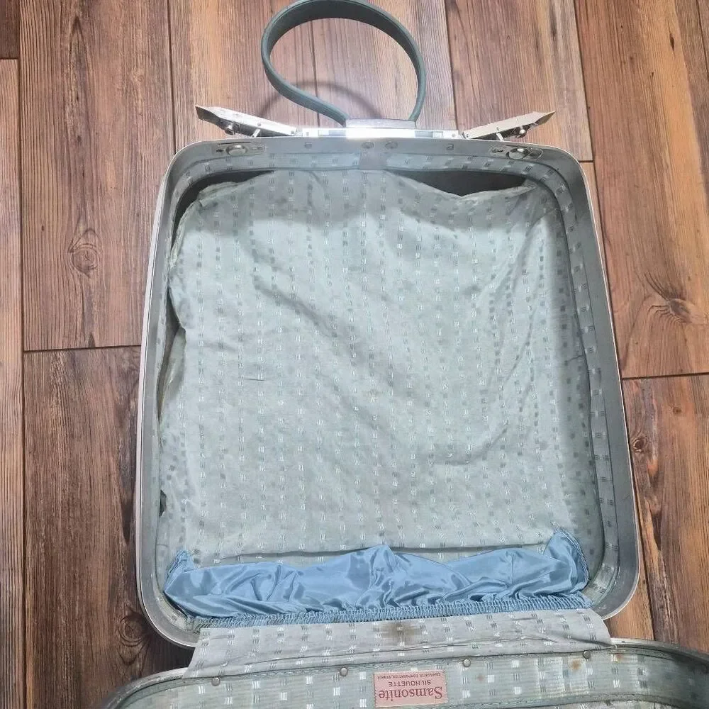Vintage Samsonite Honeymoon Strap Square Blue Luggage: Unique Fun Statement